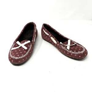 Ugg Size 6 Moccasins Red Heart Valentine Slip On House Shoe Flats Sherpa Lined‎